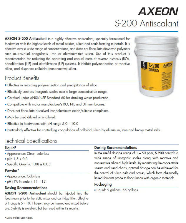 AXEON S-200 Antiscalant Water Treatment (5 Gallons) - Image 2