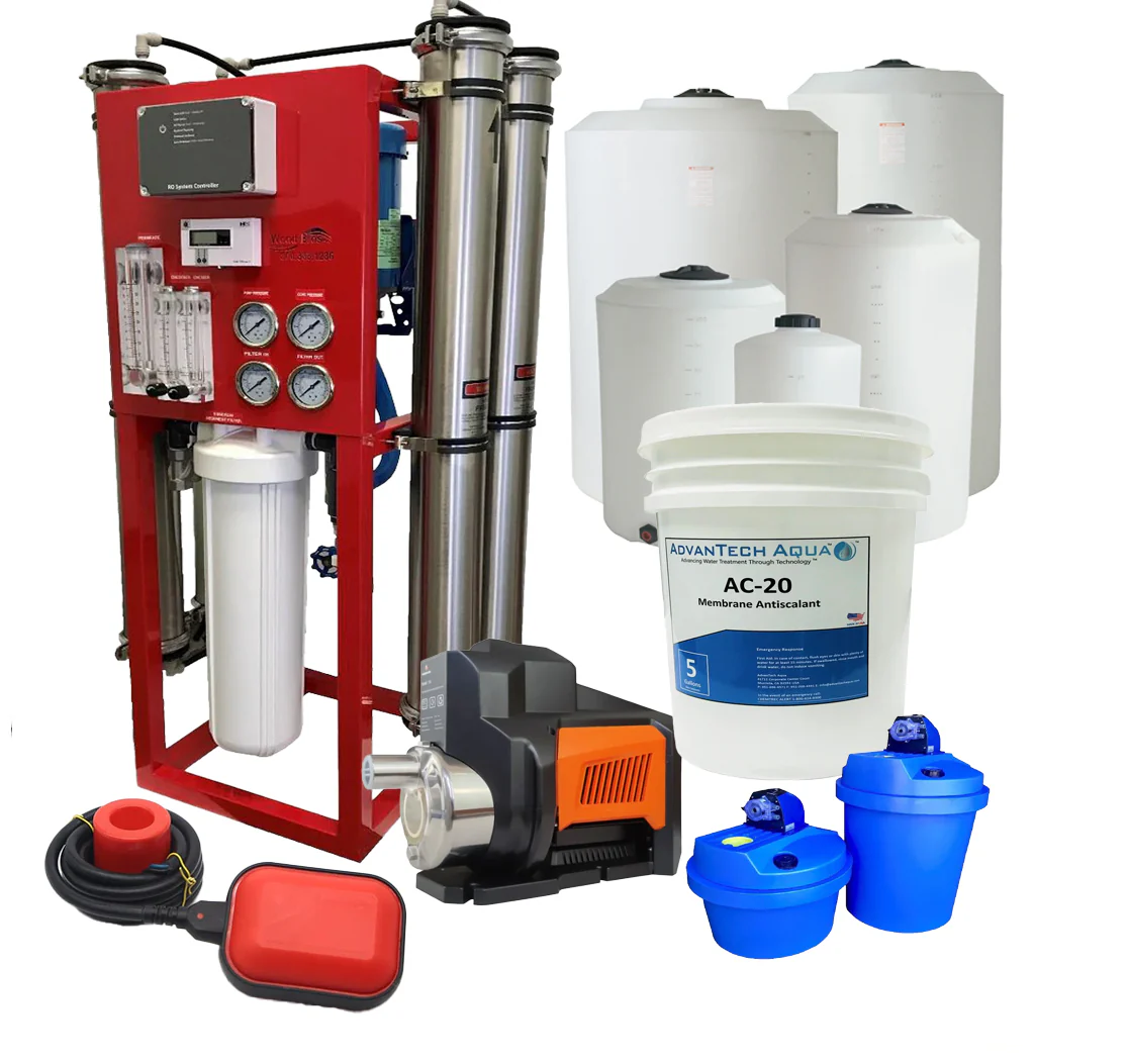 8000 GPD Complete Commercial Reverse Osmosis Water System with Tank and Post Treatment